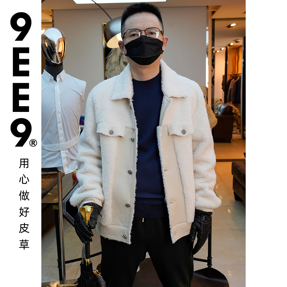 进口 法国波娜诺岛美利奴皮毛一体复古休闲秋冬小香风外套FD-Y12
