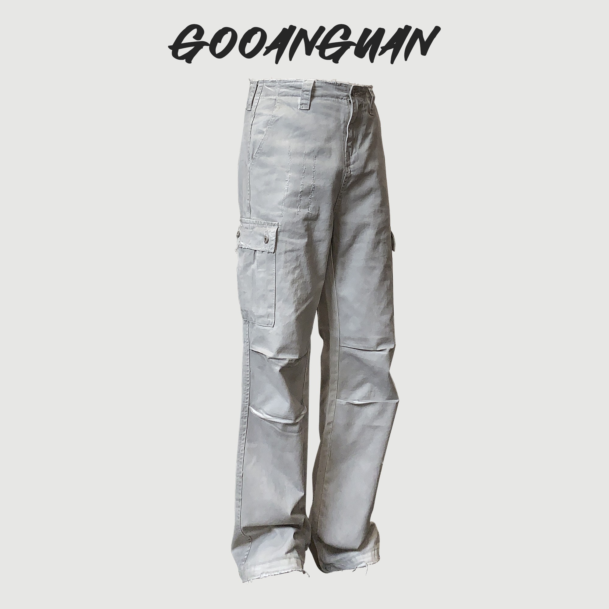 脏脏裤立体剪裁工装裤男微喇显腿瘦直筒裤休闲裤百搭宽松男士男女