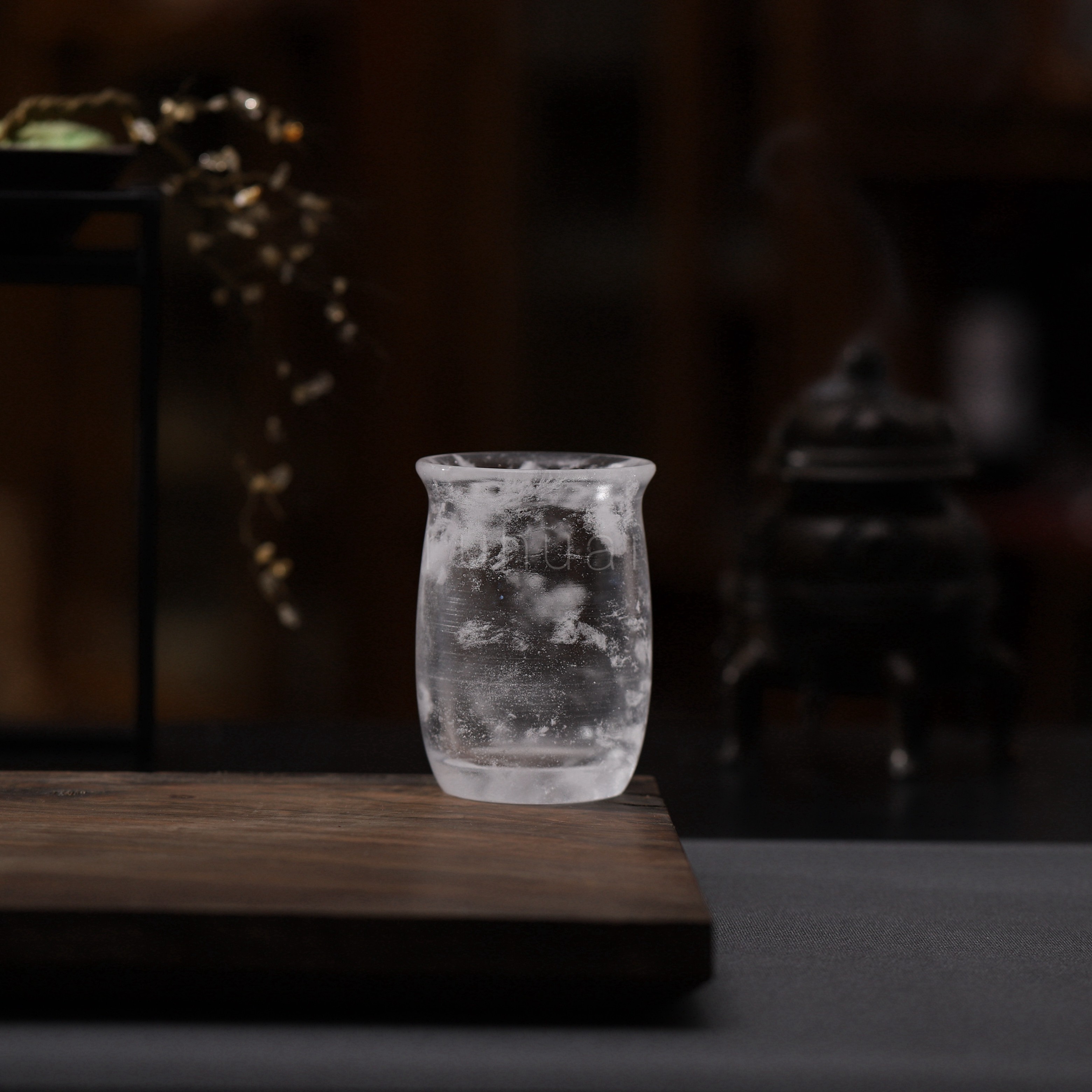 入怀天然原矿水晶非玻璃落雪单杯主人杯绿茶杯RH0063