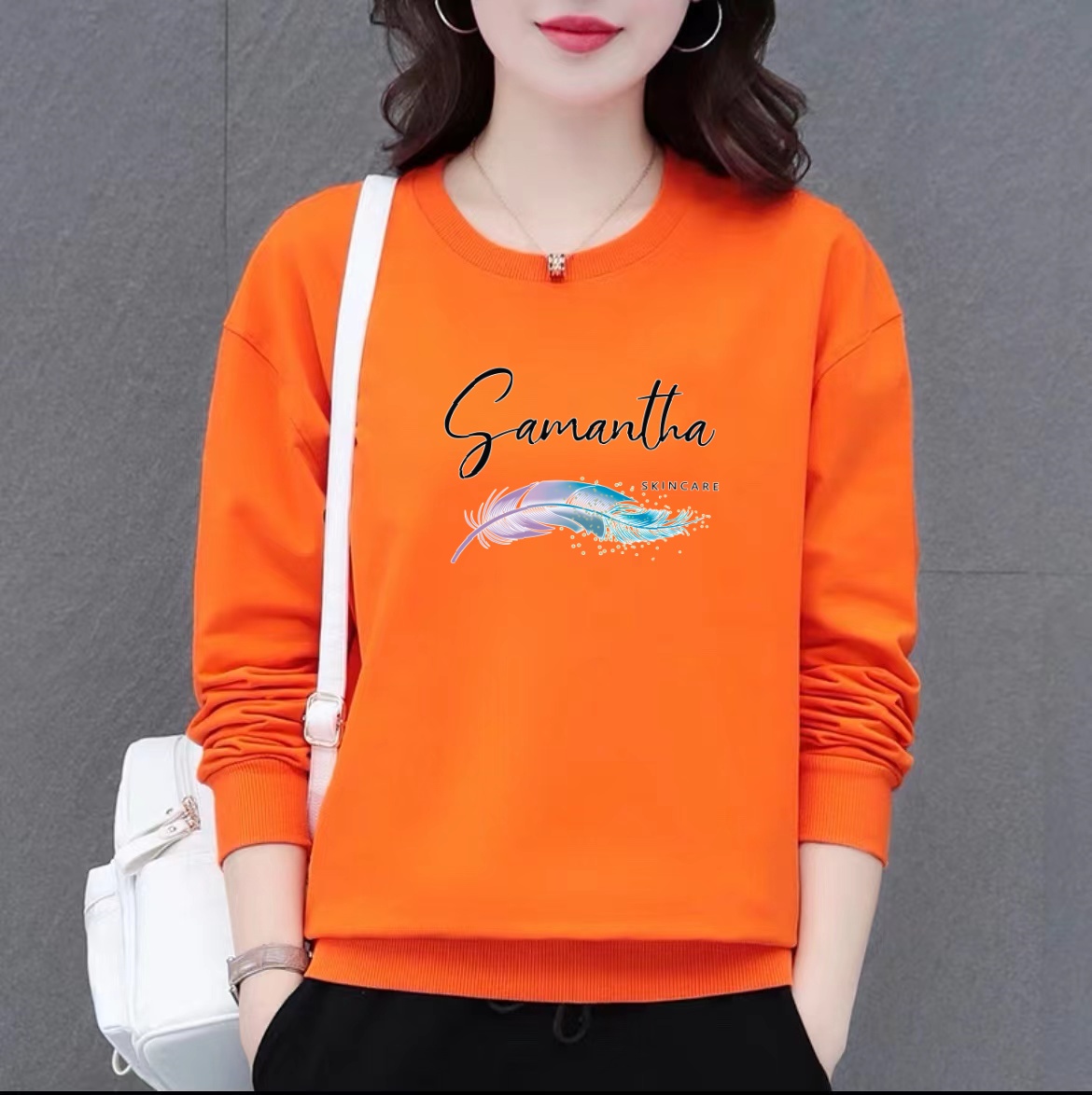 【特价断码清】上衣显瘦洋气百搭女装长袖卫衣宽松圆领秋冬～休闲