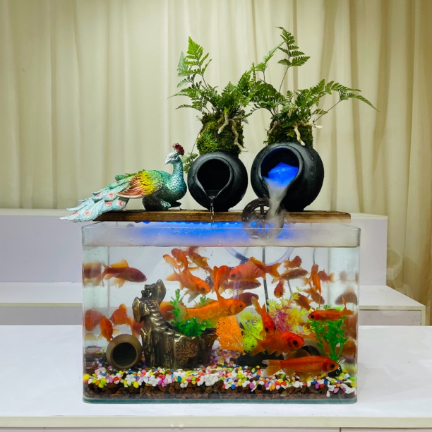 中号款陶罐鱼缸自循环流水桌面摆件造景养鱼摆件乔迁新居开业送礼
