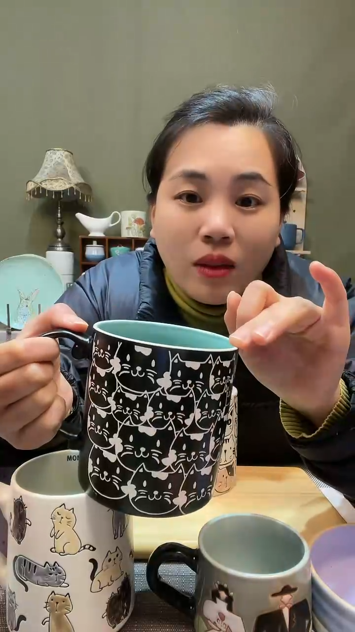 【闪购商品】陶瓷盘黑色猫咪杯子 微瑕满20发货