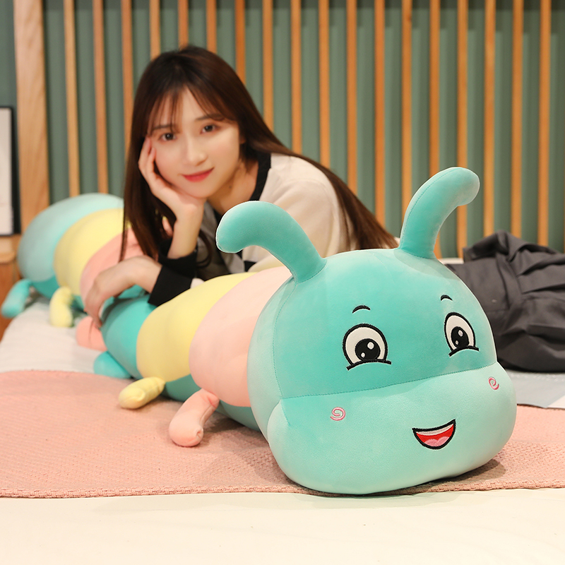 可爱彩虹毛毛虫毛绒玩具长条抱枕公仔布娃娃玩偶女生床上睡觉专用