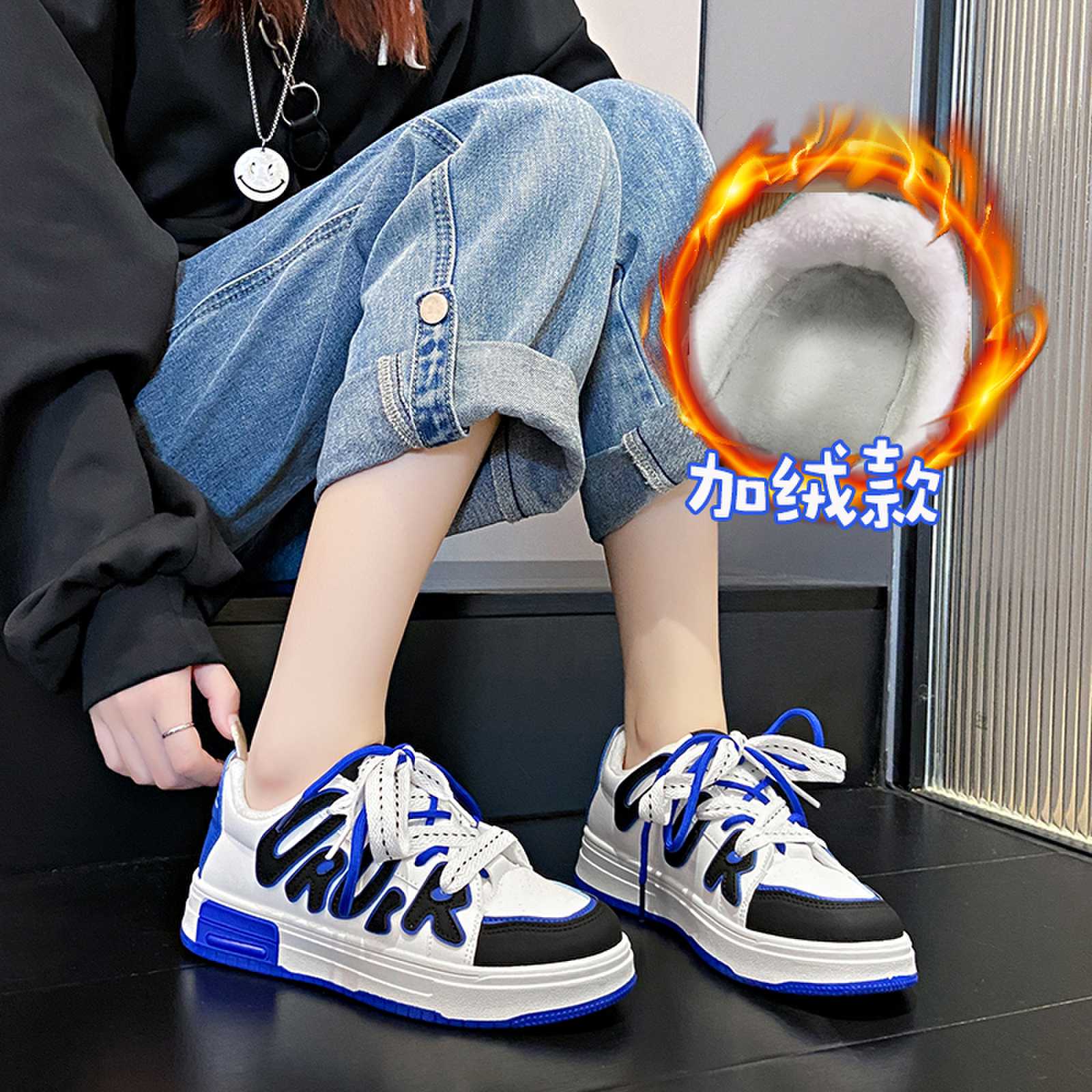 旺贝回力冬季加绒小码女鞋34码新款2023新款休闲板鞋33二棉初中生
