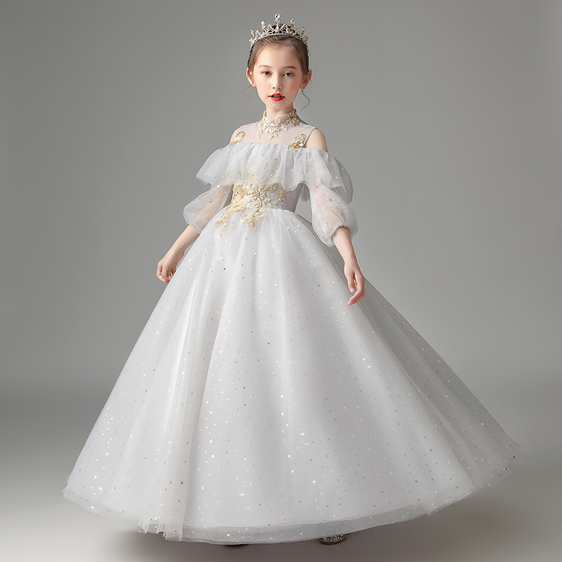 儿童高端晚礼服女花童公主裙蓬蓬纱生日洋派主持人走秀钢琴演出服