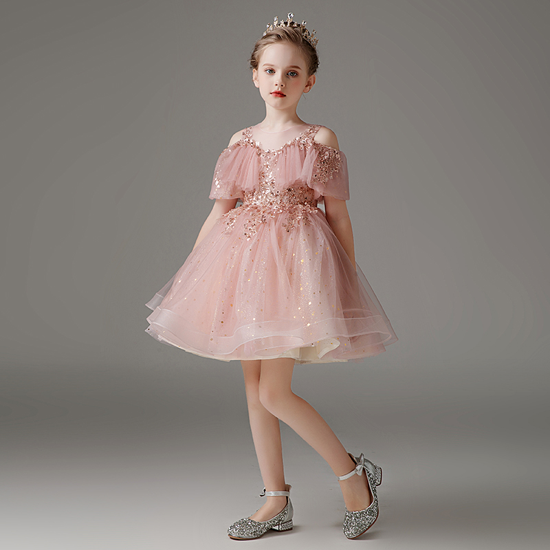 儿童礼服夏女童花童小女孩洋气公主裙生日蓬蓬走秀钢琴主持演出服