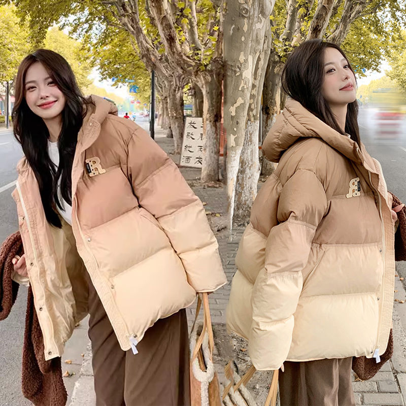 鸭鸭高级感炸街连帽羽绒羽绒服小个子2023冬新款加厚保暖学生面包