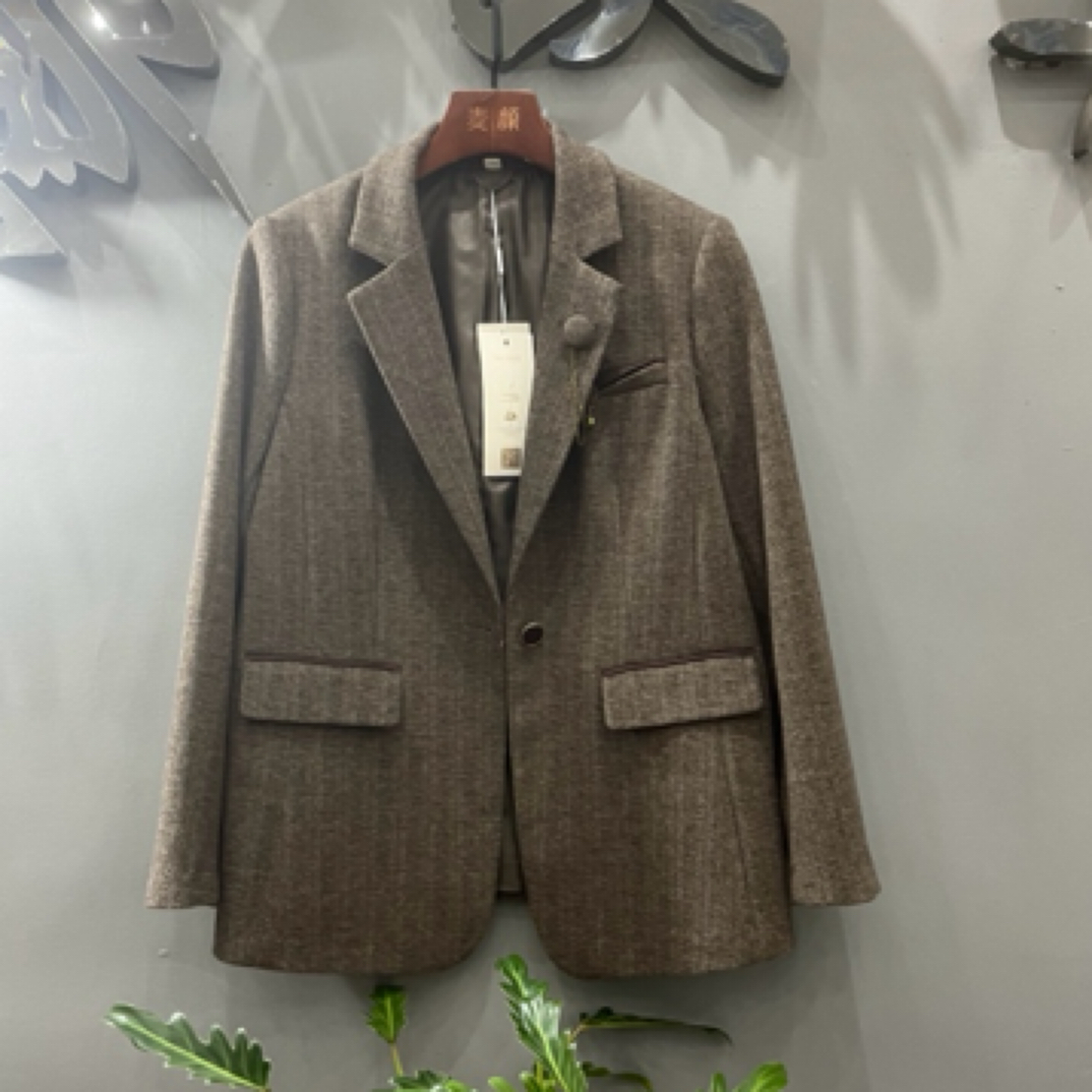 秋季女神范小西装外套气质显瘦条纹小西服