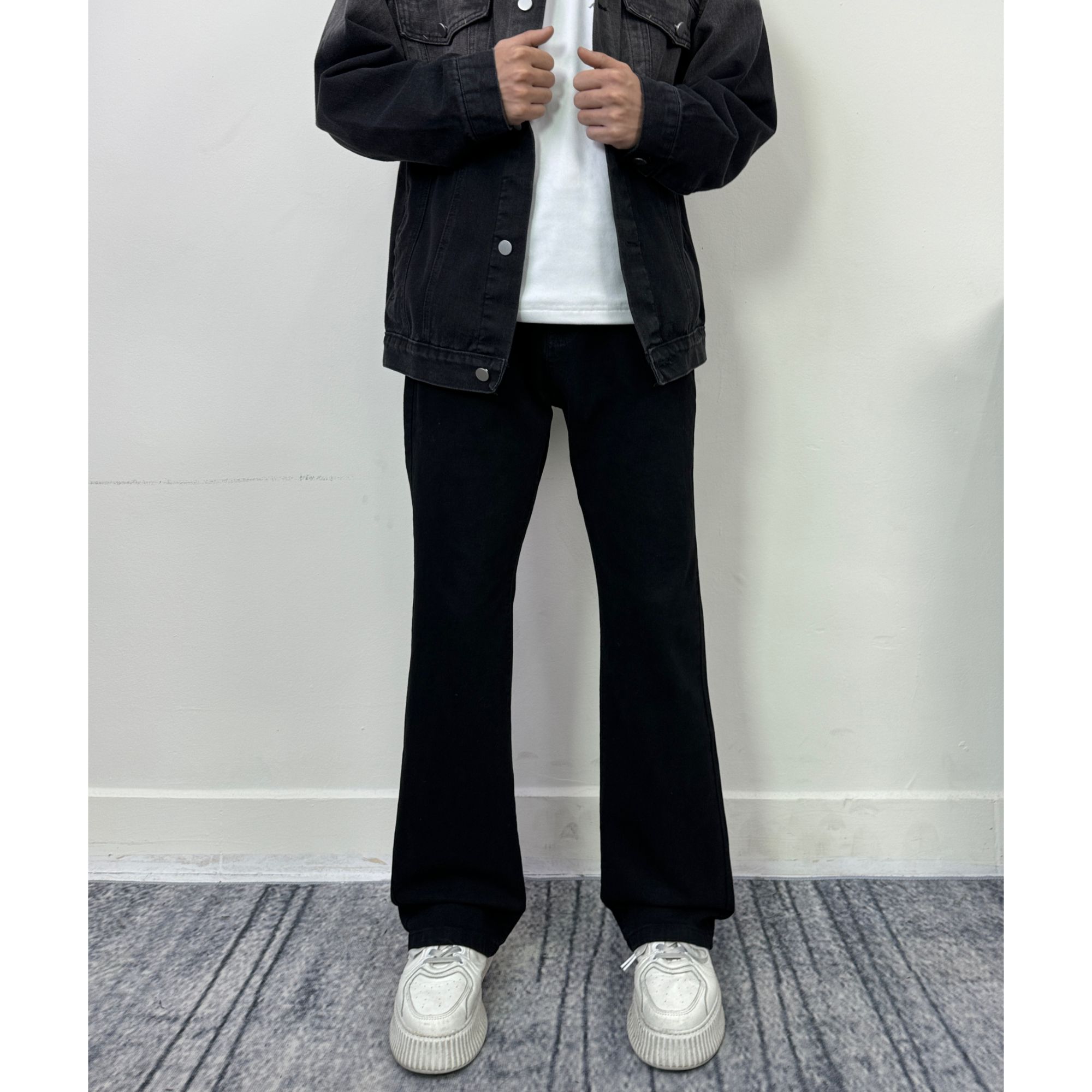 弹力秋冬微喇裤显瘦宽松直筒休闲裤百搭显高经典黑色弯刀牛仔裤11