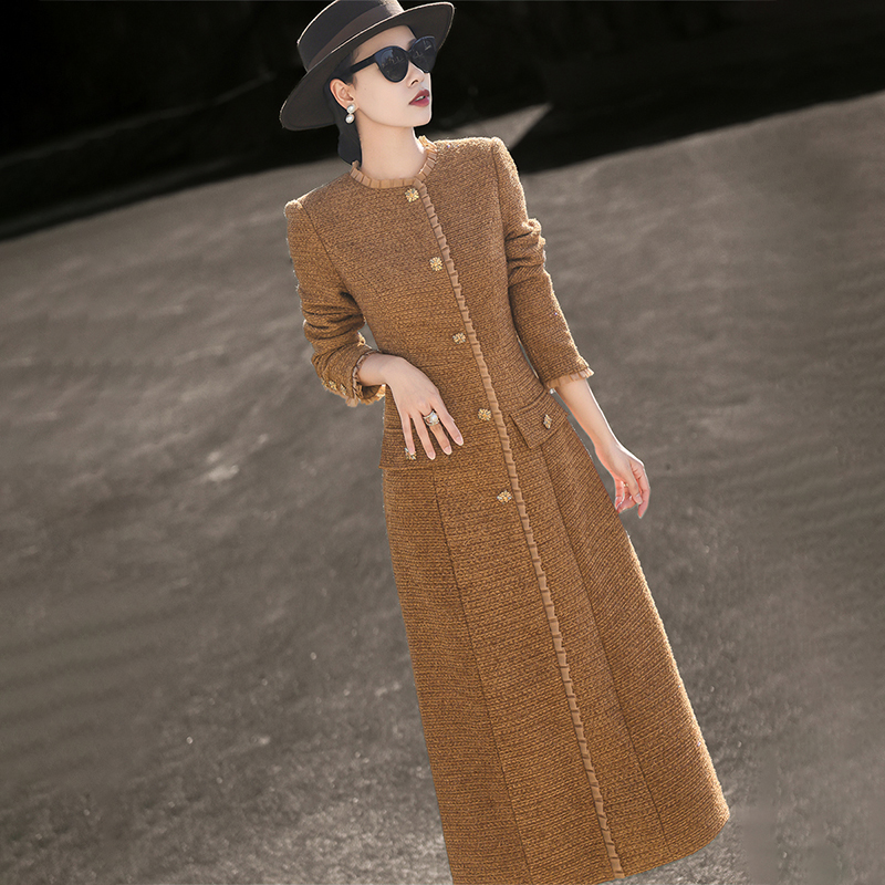 MEXCOCO/兰瑟儿秋冬季新款气质通勤长袖显瘦连衣裙女104DL8208