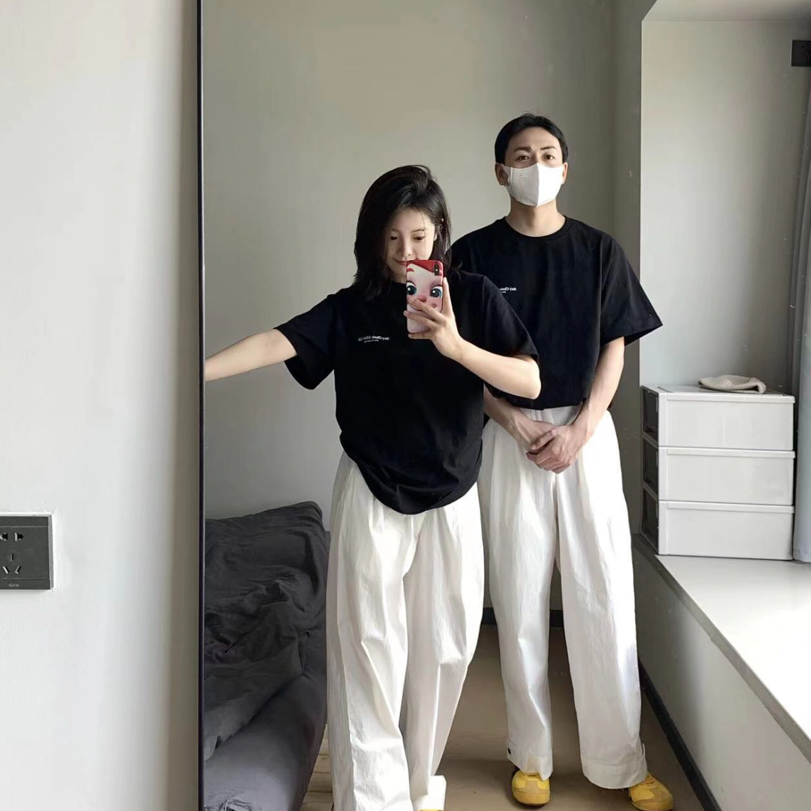 HKCY国潮潮牌美式情侣短袖t恤上衣2024新款纯棉韩版设计感小众上