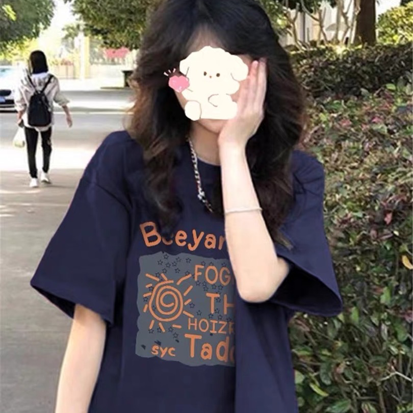 复古短袖美式纯棉短袖正肩t恤潮牌半袖女夏季2024新款多巴胺穿搭