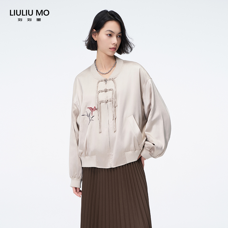 刘刘墨新中式绣花宽松女装冬款外套短款棉服洋气小棉袄2311300416