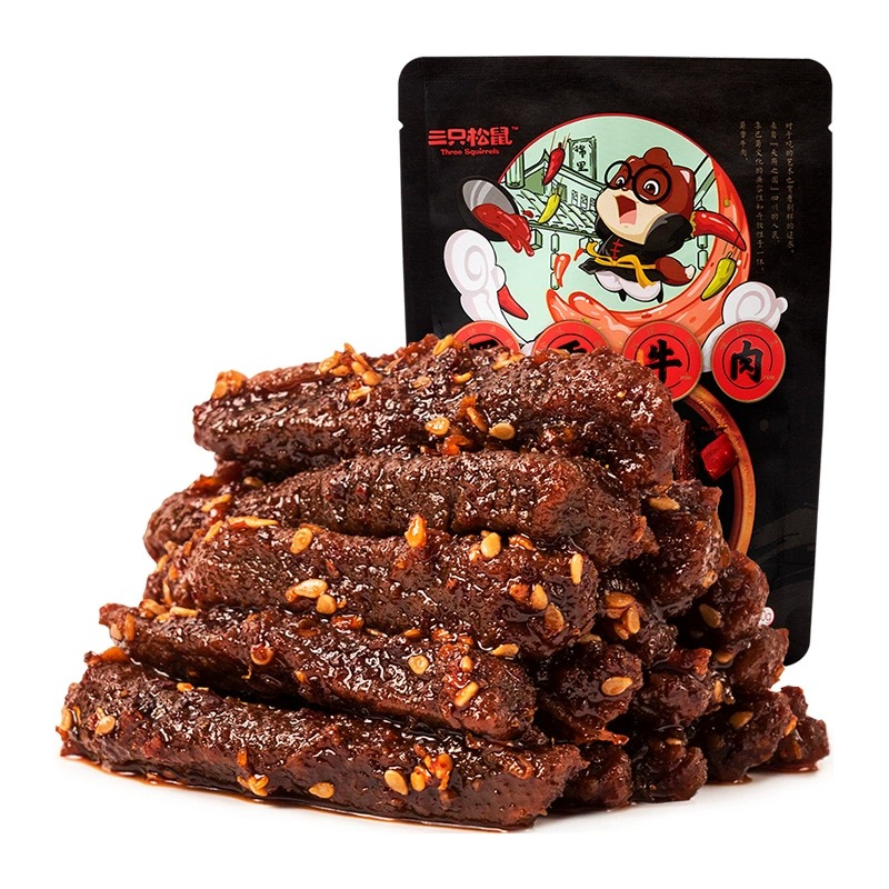 三只松鼠蜀香牛肉香辣味牛肉干独立包装麻辣肉质零食肉食小吃60g
