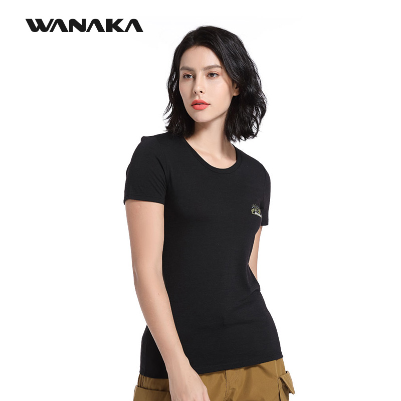WANAKA 短袖印花T恤女 100%美丽诺羊毛速干透气吸湿排汗可机洗