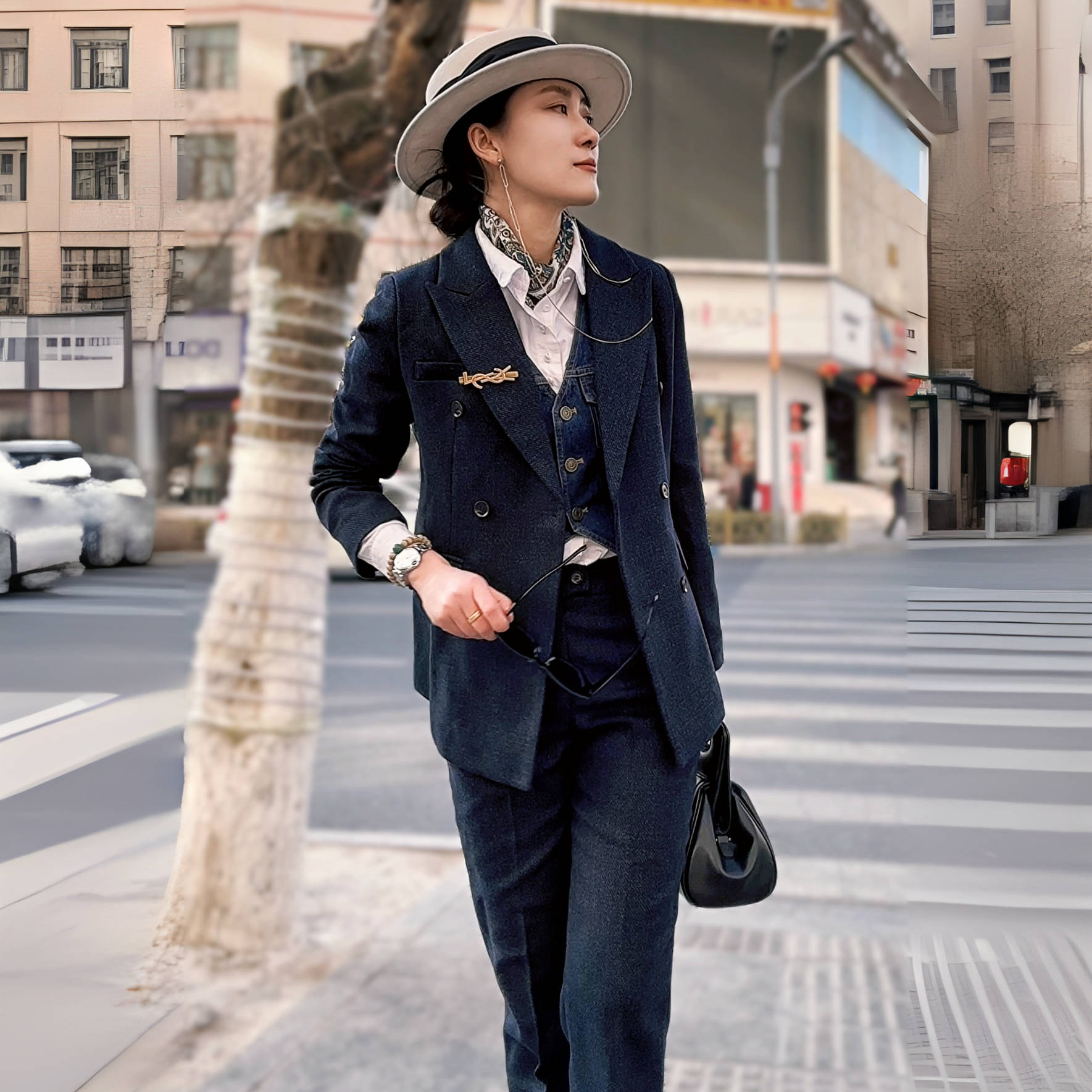 2024西装套装高级感气质早春秋冬小个子休闲毛呢职业商务正装