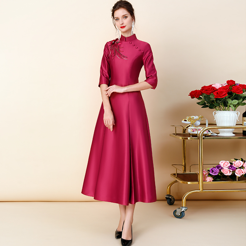 品牌喜婆婆装婚礼婚宴妈妈礼服高贵服装新款改良旗袍气质修身