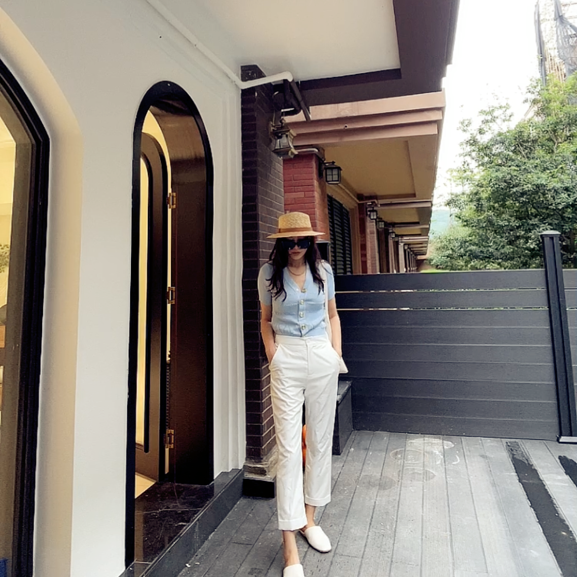 清库100重磅真丝英伦风小哈伦翻边九分挂薄全里西裤