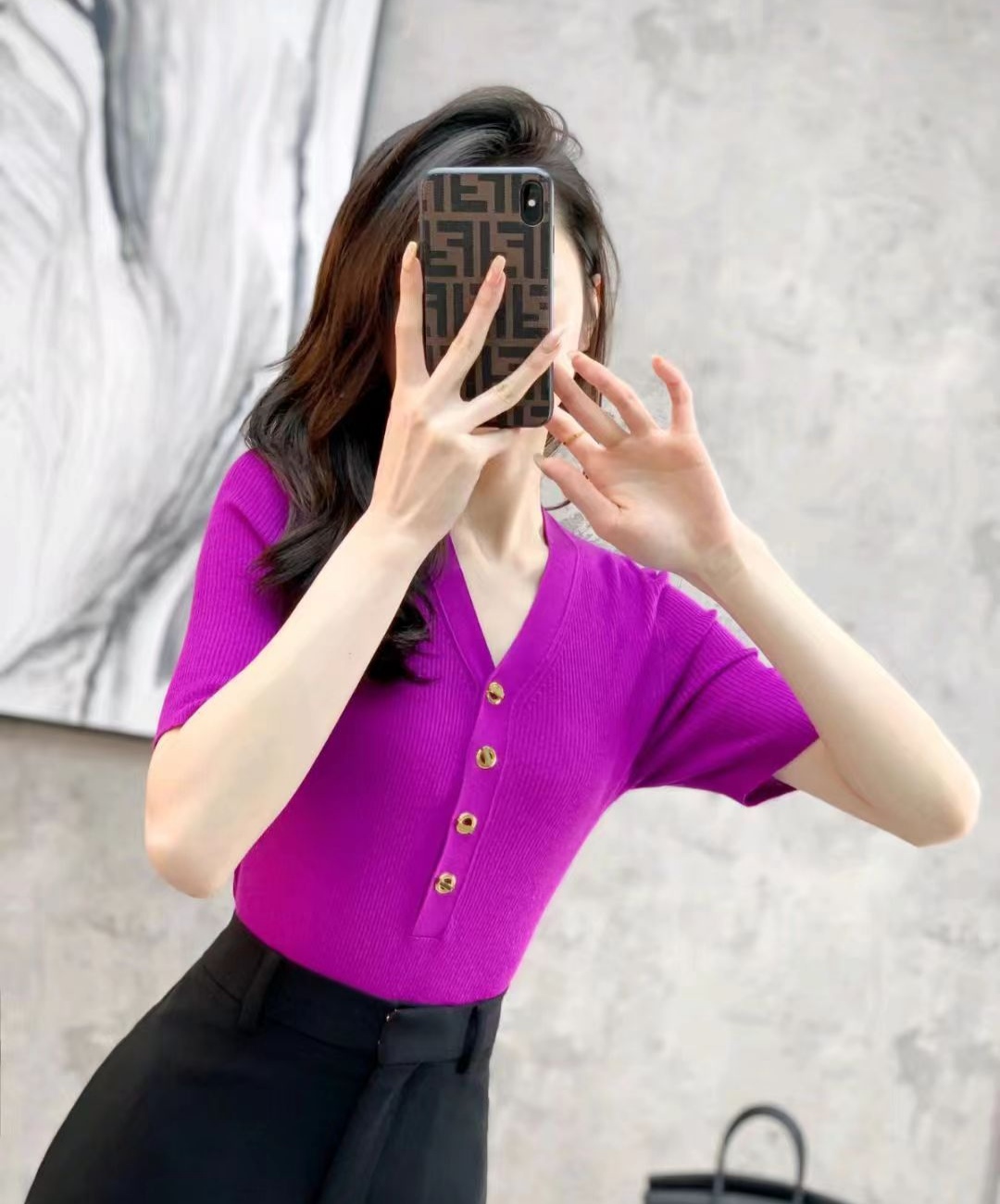 清库短袖德国十六针ot扣毛衫66010