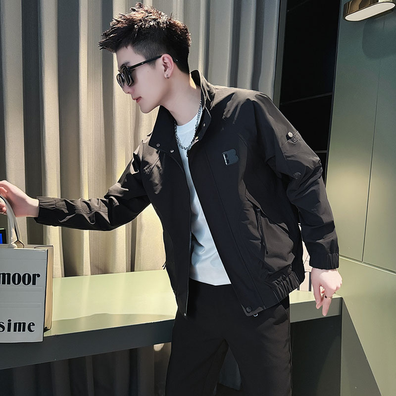 外套男款春秋季2025新款网红洋气炸街男装高级感潮牌百搭立领夹克