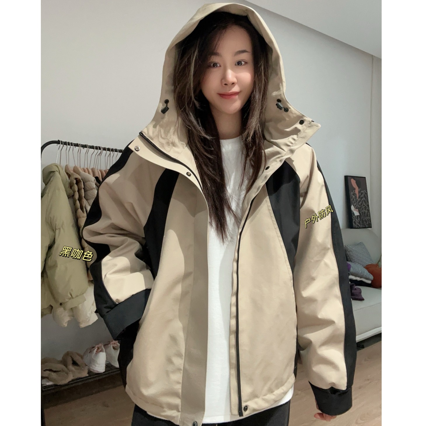 【NANA】情侣户外保暖冲锋衣90绒外套男女同款连帽羽绒服冬A0516