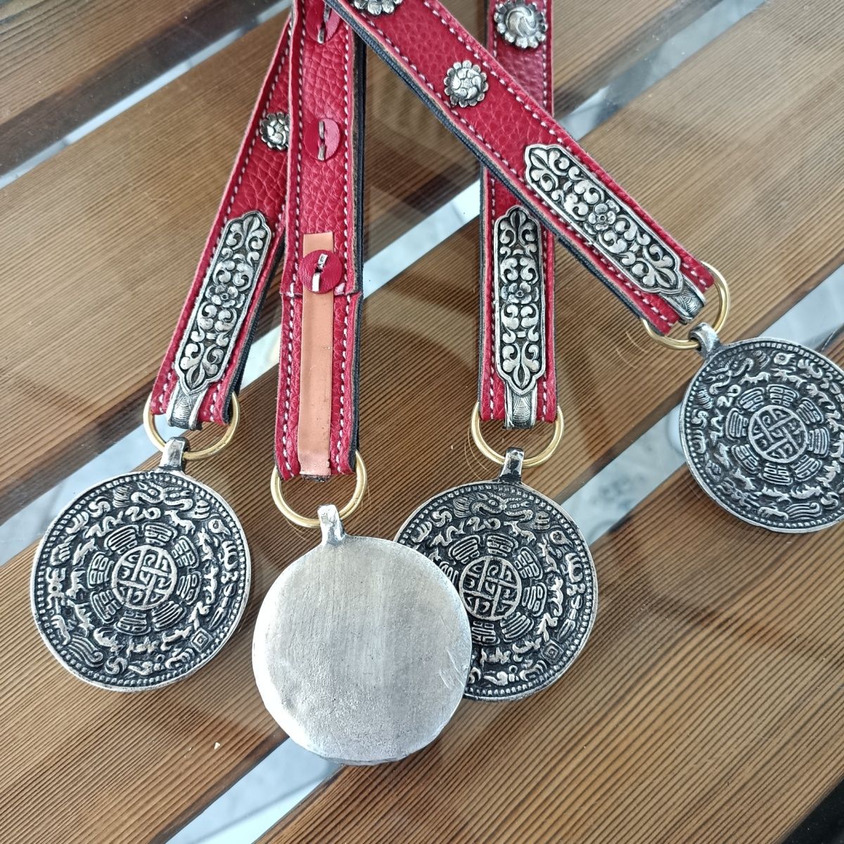 24新款藏族特色手工白铜加银腰链月服饰挂件大号九宫牌一个