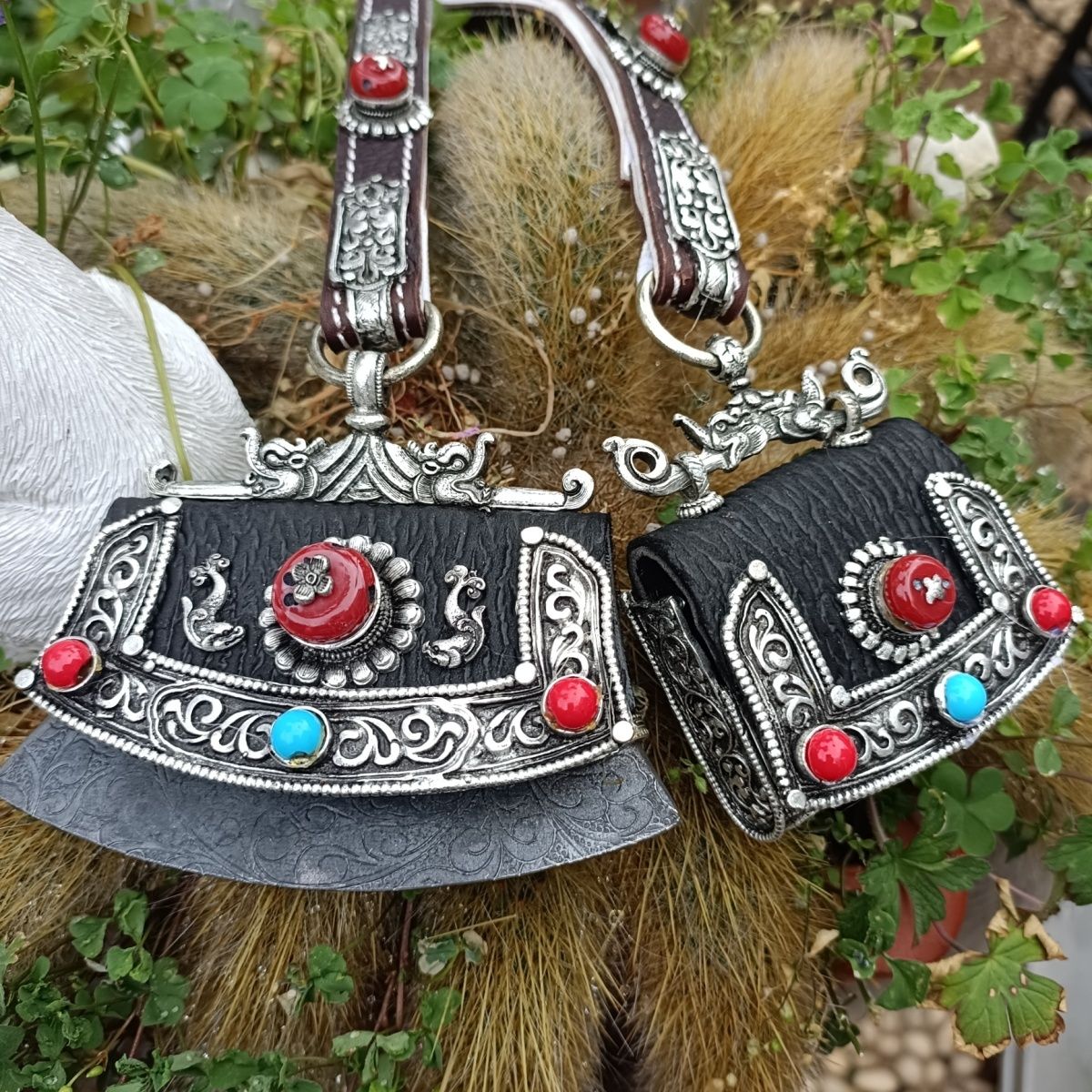 今年新款男士藏族手工精细白铜加银腰间配饰挂件高端一套