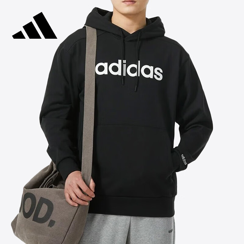 阿迪达斯卫衣男装春新款休闲运动服连帽上衣保暖套头衫JF3320