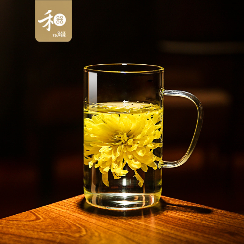 禾器精选清简杯玻璃绿茶杯高硼硅耐热玻璃大容量高档透明泡茶杯