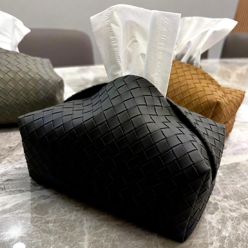 M 纸巾盒客厅轻奢编织皮质抽纸盒子高级感家用茶几餐巾纸收纳盒