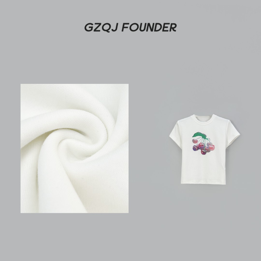 GZQJ【樱为有你】设计感休闲百搭印花短袖上衣女夏季21869