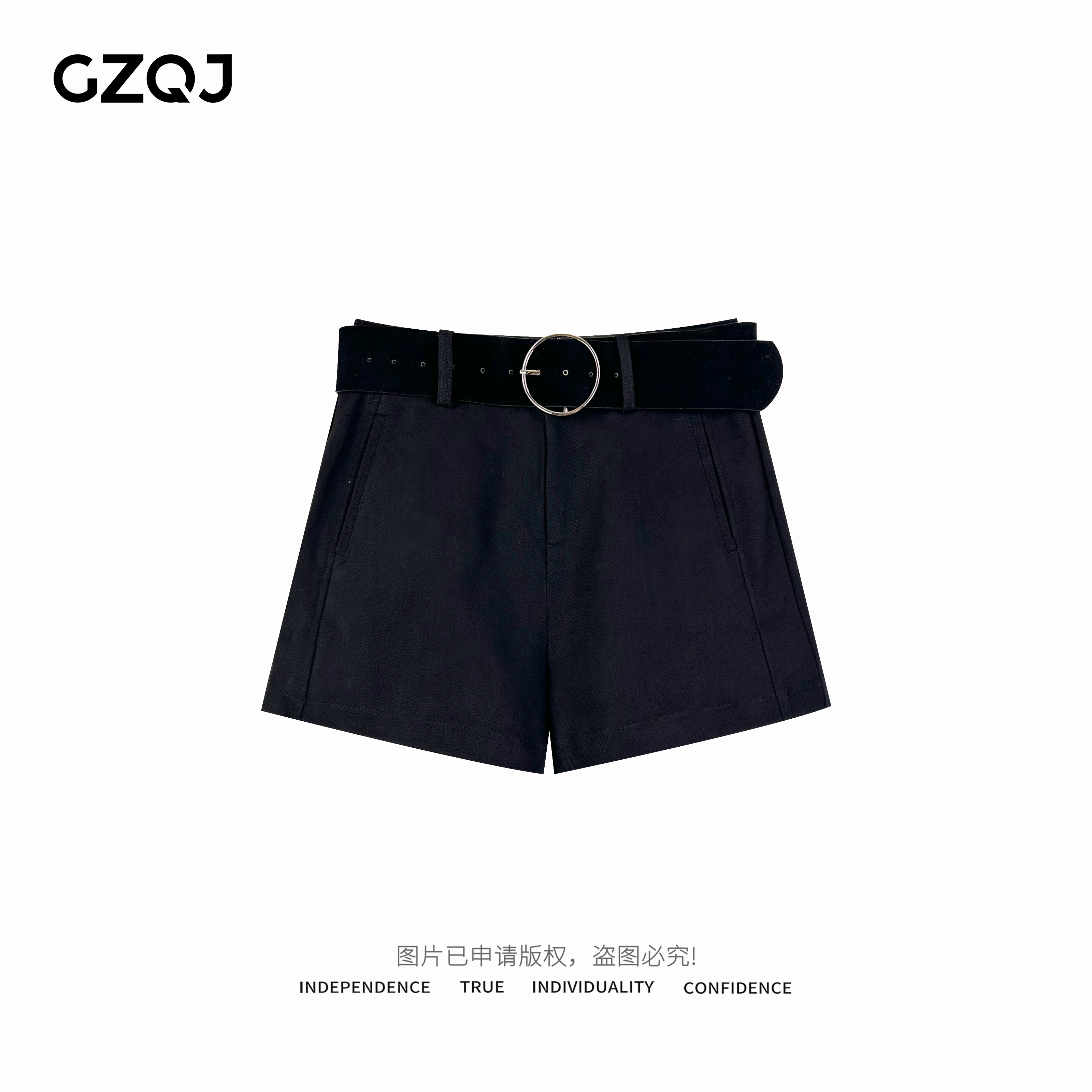 老琴私服【幸福季节】设计感高腰显瘦休闲百搭阔腿短裤女秋季9344