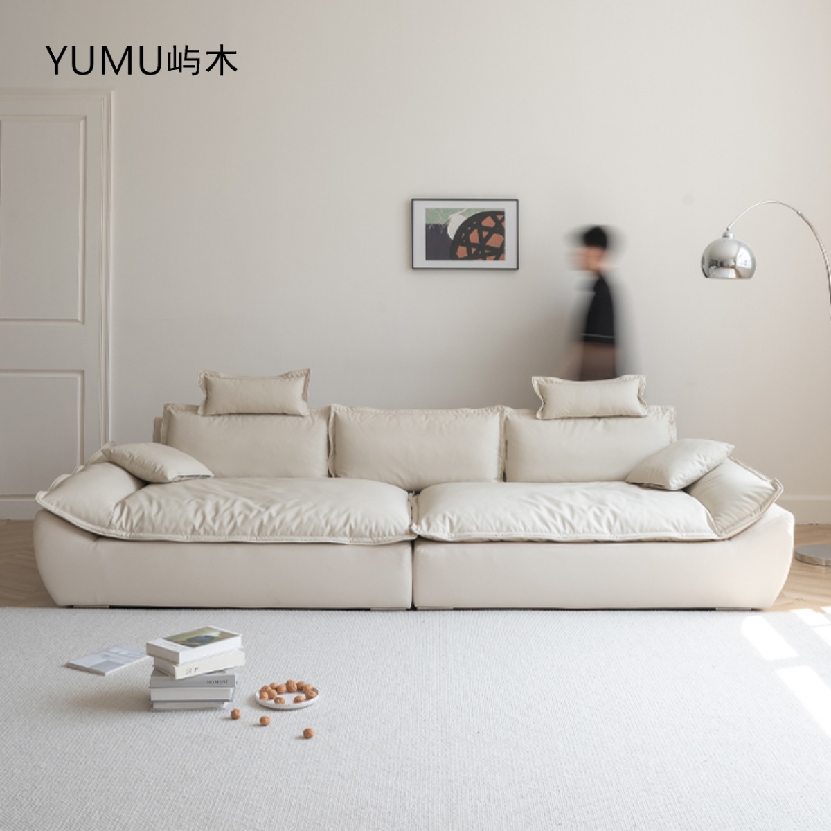 屿木空间帆船沙发超深坐宽意式猫抓布奶油风客厅高靠背大坐深沙发