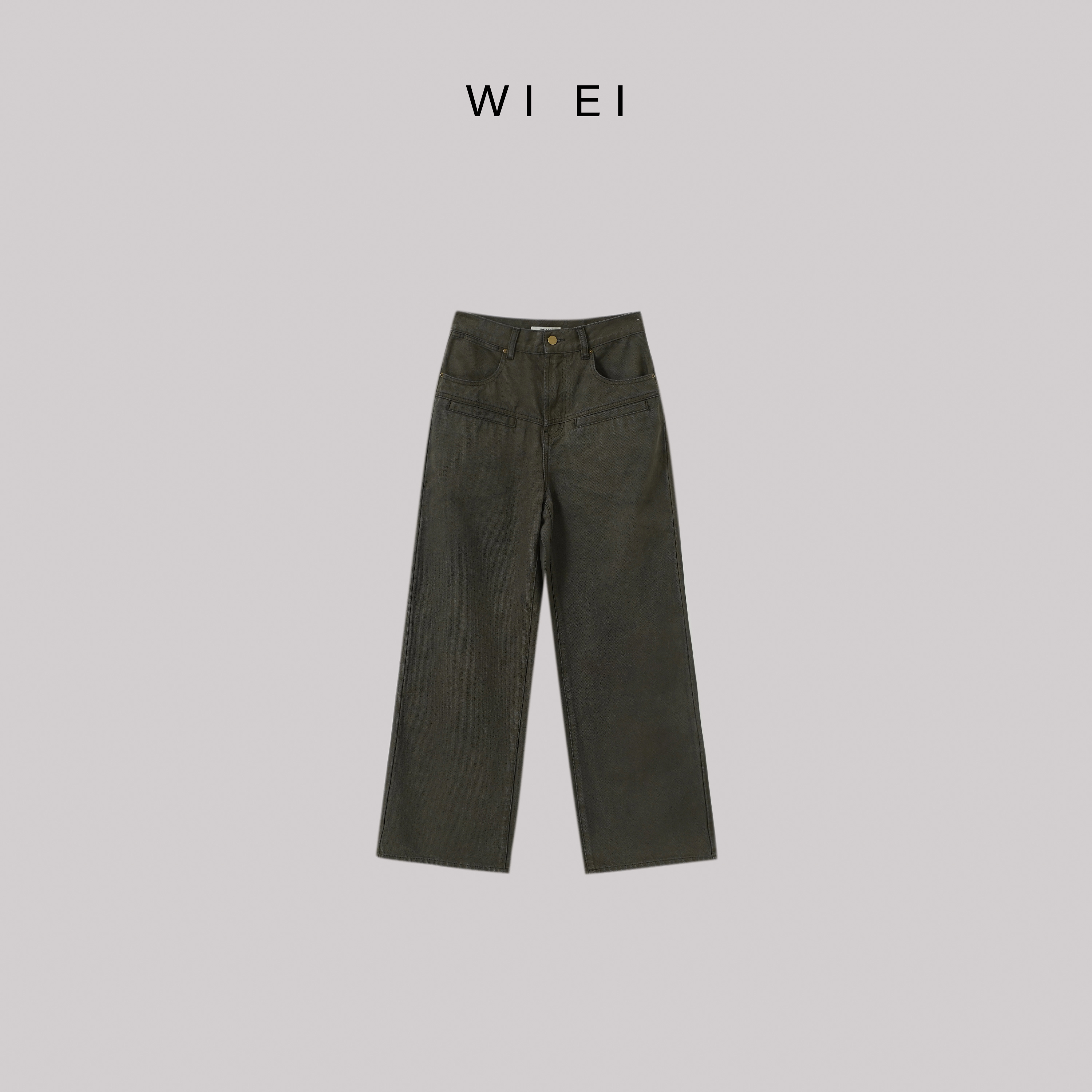 《WI EI》加州牛仔*美式复古赛络纺直筒高腰阔腿牛仔裤 LT240803