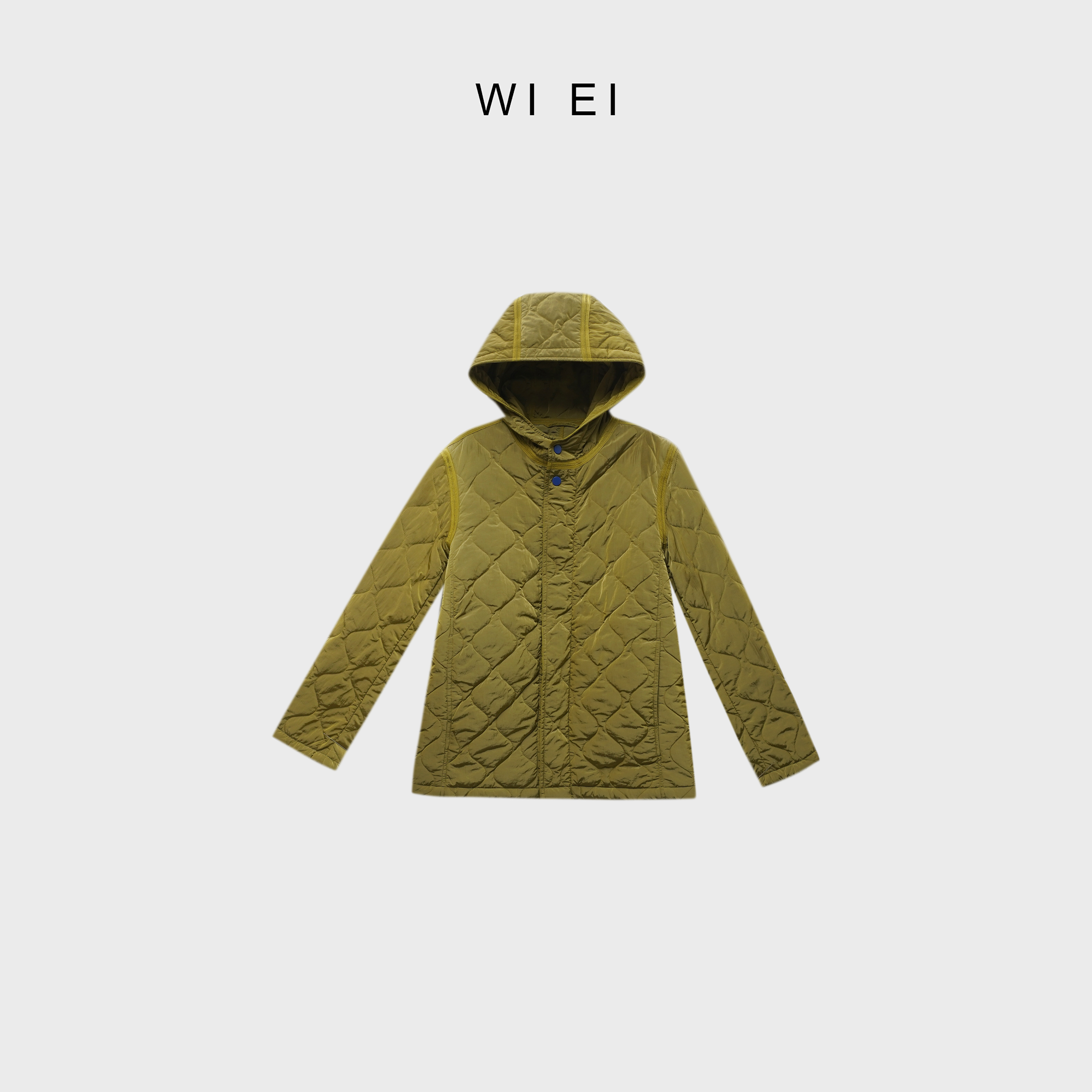 《WI EI》 休闲宽松 波浪绗缝 中长款连帽外套 5C0177