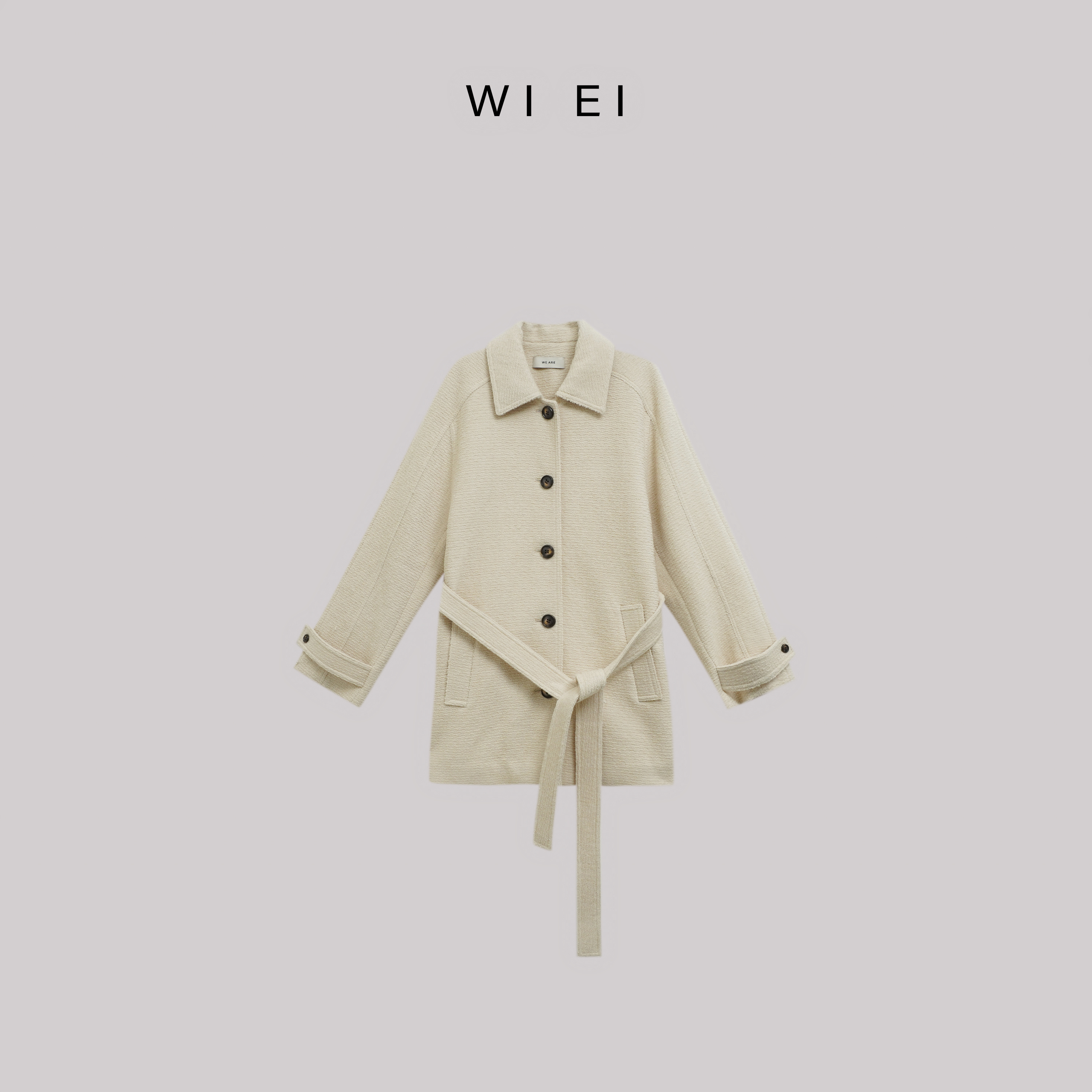 《WI EI》云雾雪松*中古插肩袖 特殊肌理_随性设计感羊毛大衣 23897
