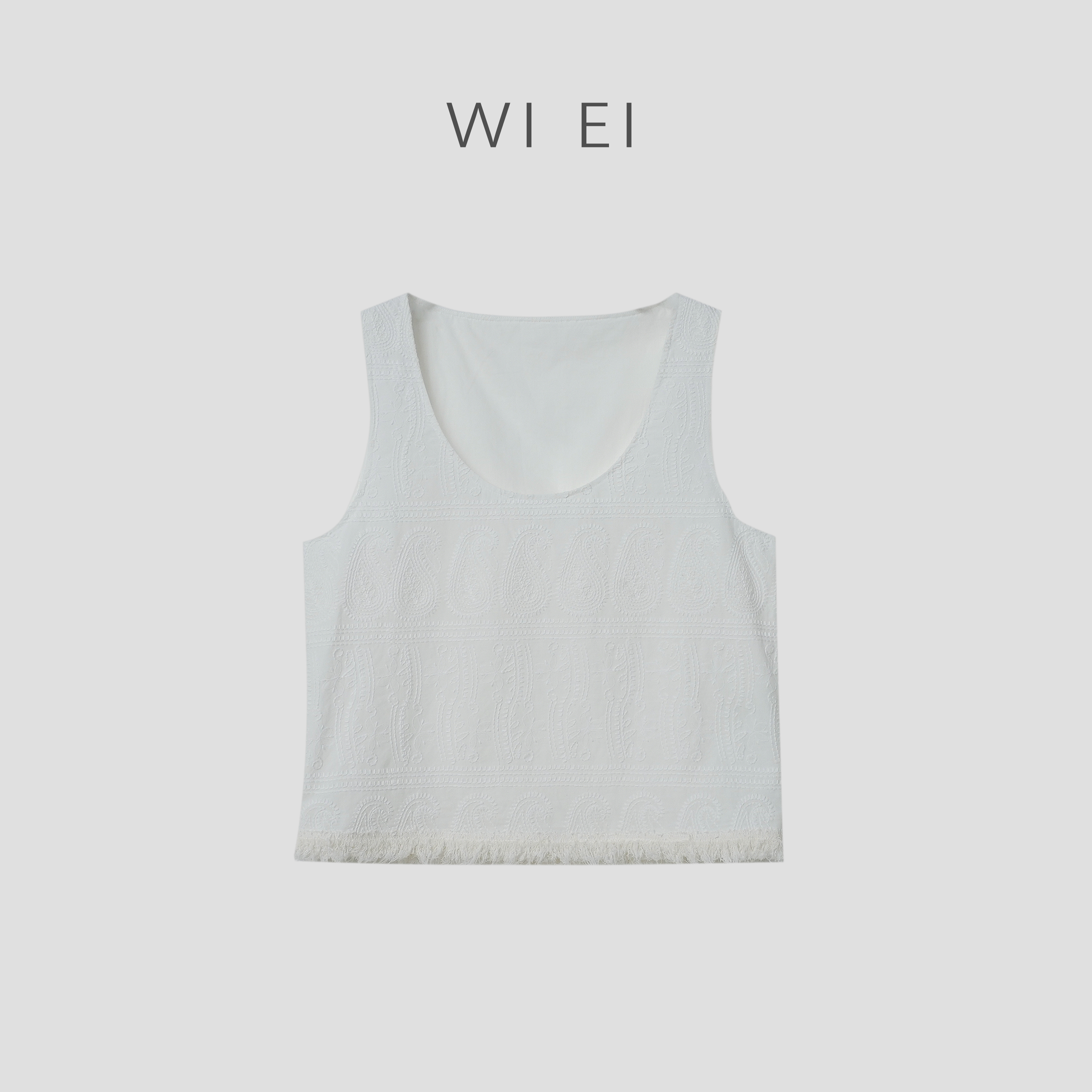 《WI EI》雪精灵*荃棉 定做面料 U领 重工刺绣腰果花 背心 23608