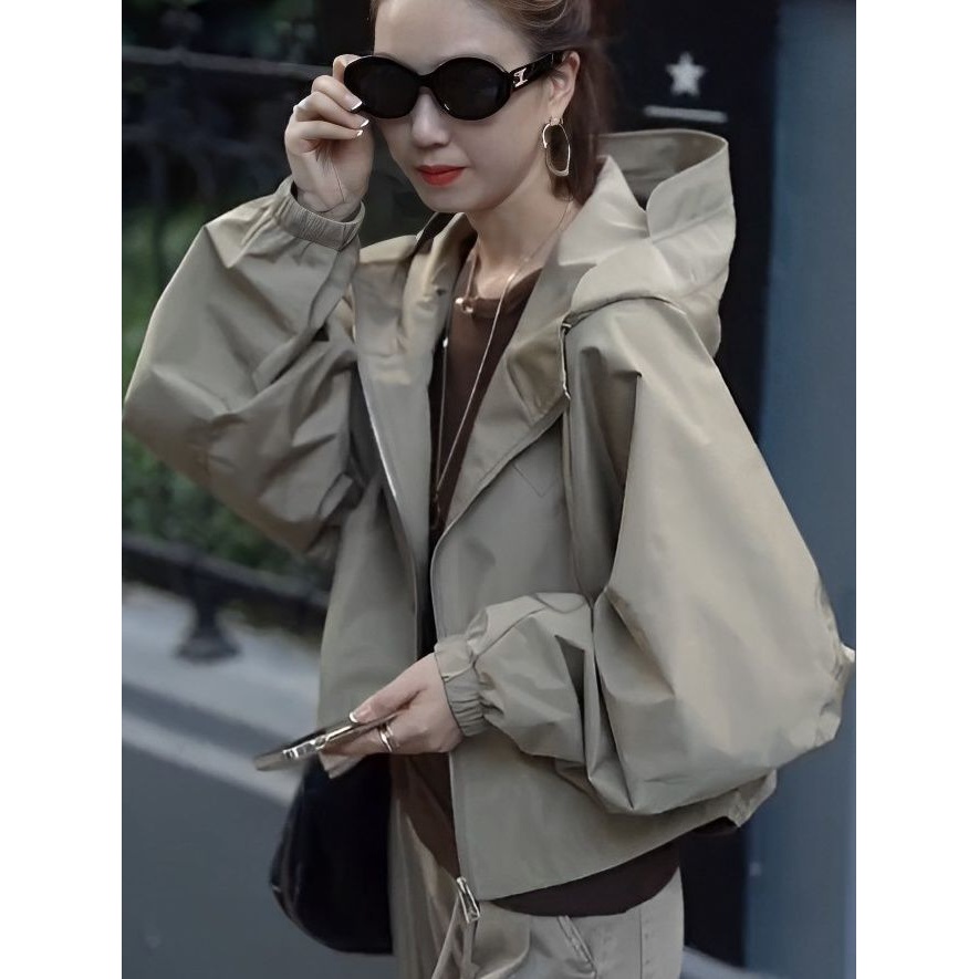 百搭洋气冲锋衣短款外套女2023春秋款小个子宽松休闲韩版秋季上衣