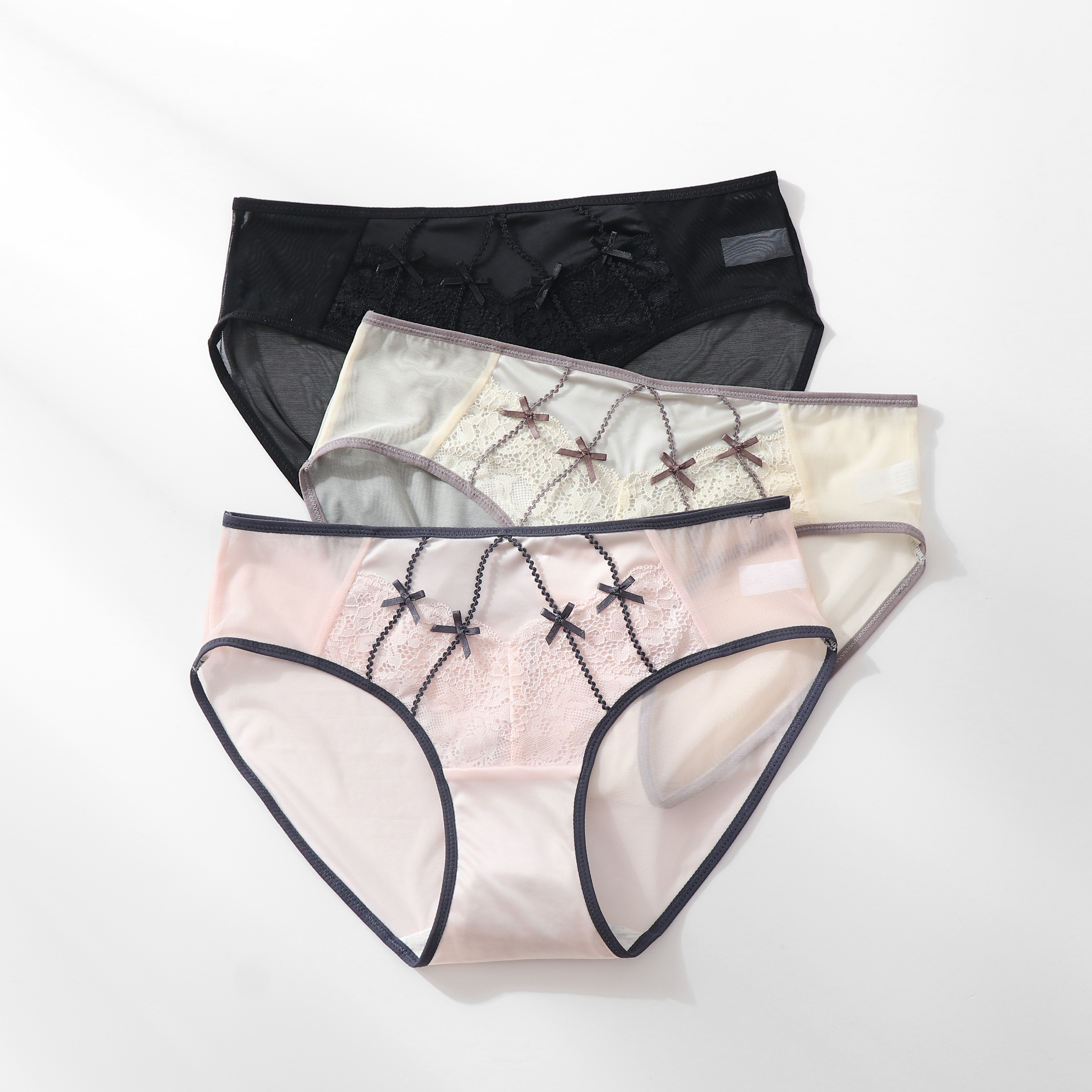 Mimi Angel春上新内裤女薄款中腰 法式蕾丝无痕性感少女内裤大码