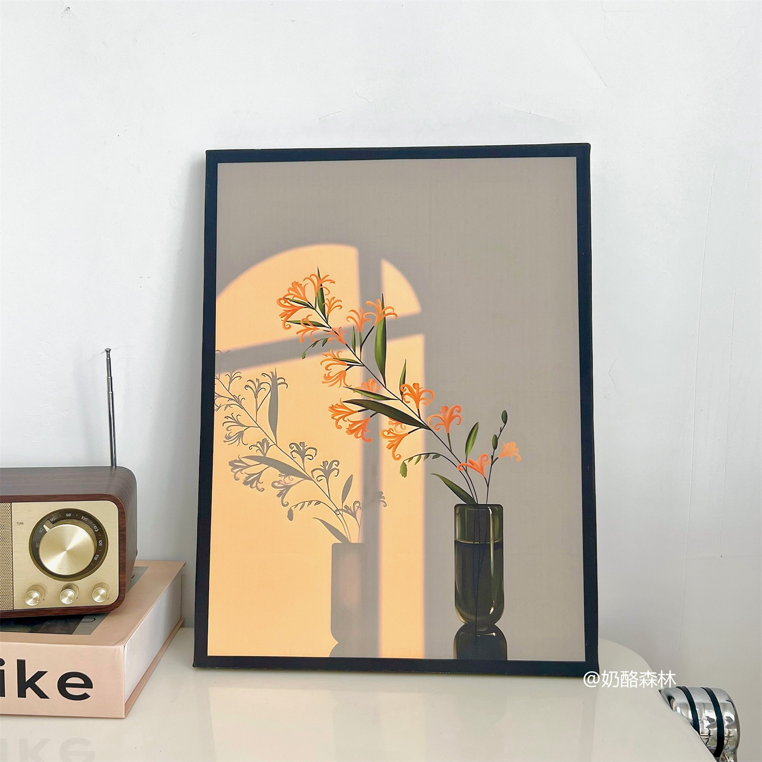 ins风光影植物治愈系画框小清新摆台小众松木挂画北欧装饰画尺寸