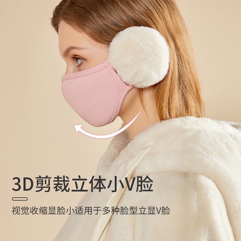 云朵保暖口罩冬季骑行高颜值毛绒可爱护耳透气防风防寒耳罩女C206