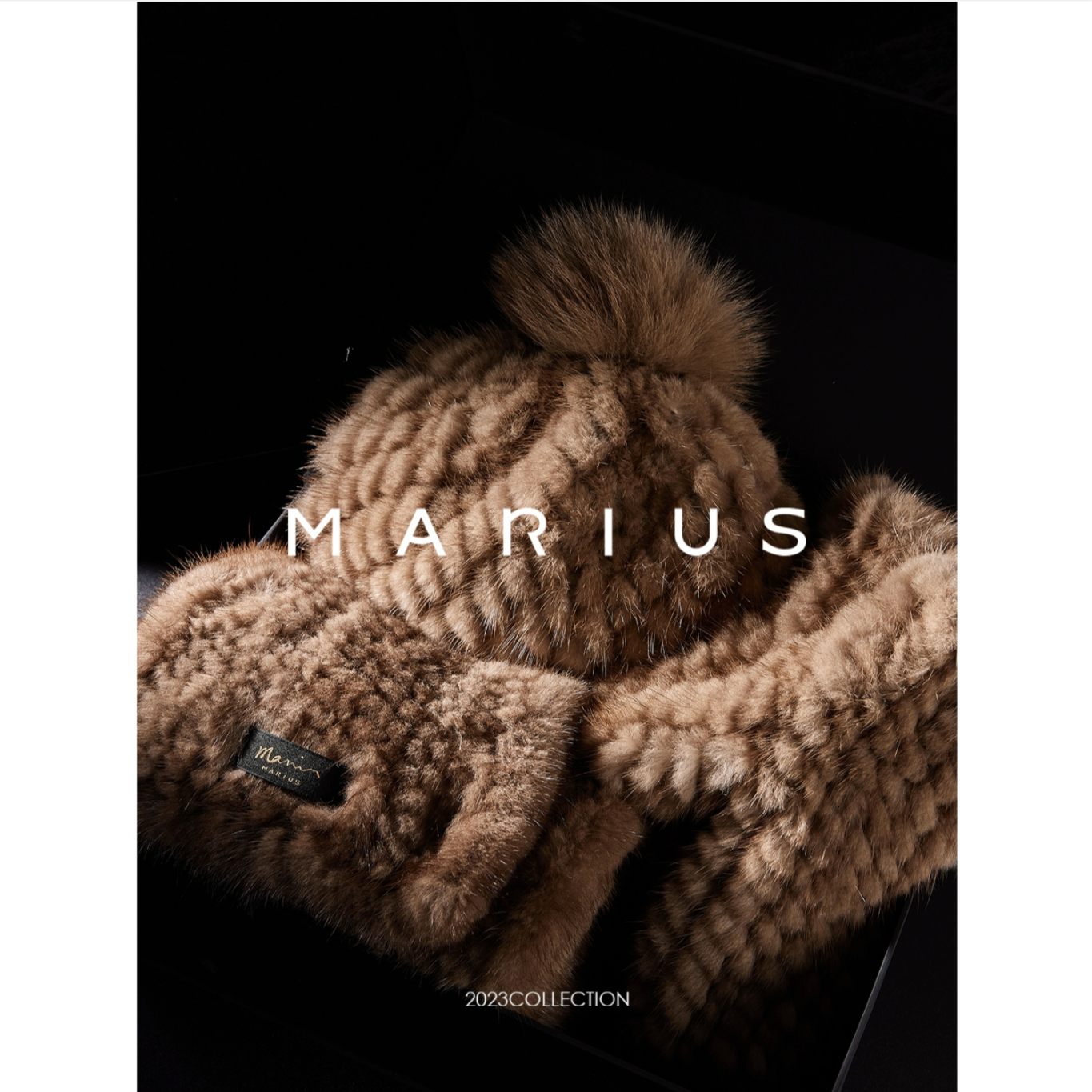 “编织水貂三件套”手工肌理珍珠貂编织手套/帽子/围巾