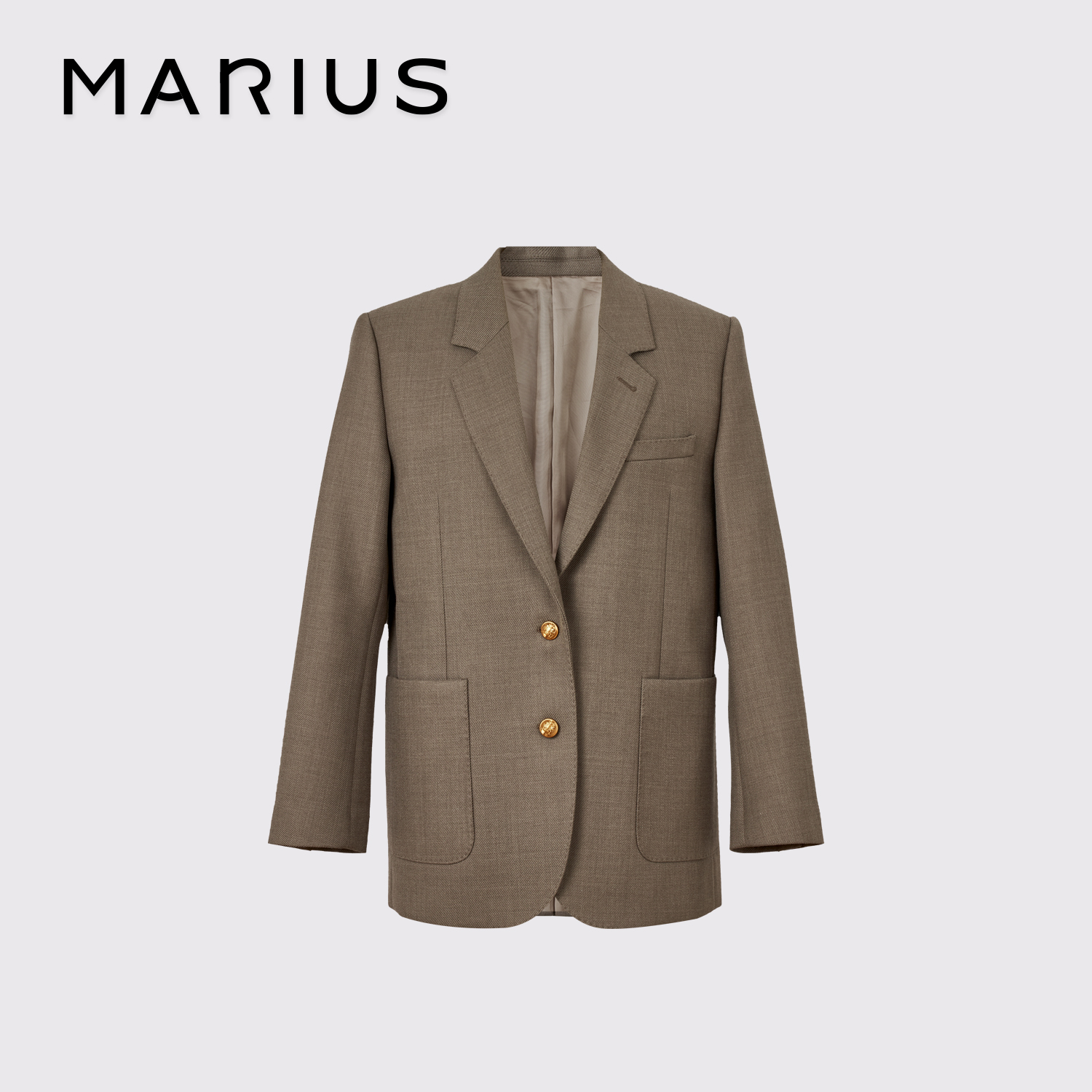 MARIUS【伦敦】新西兰美利奴黑色平驳领两贴袋时尚轻奢气质女士西服