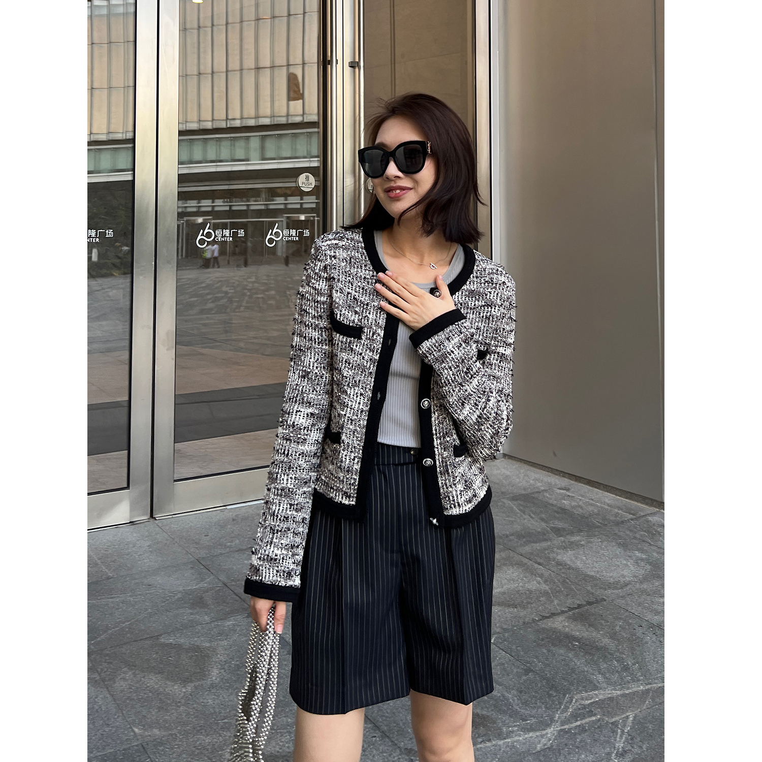 MARIUS重磅花式纱小香重工编织感立体扳花气质香风开衫