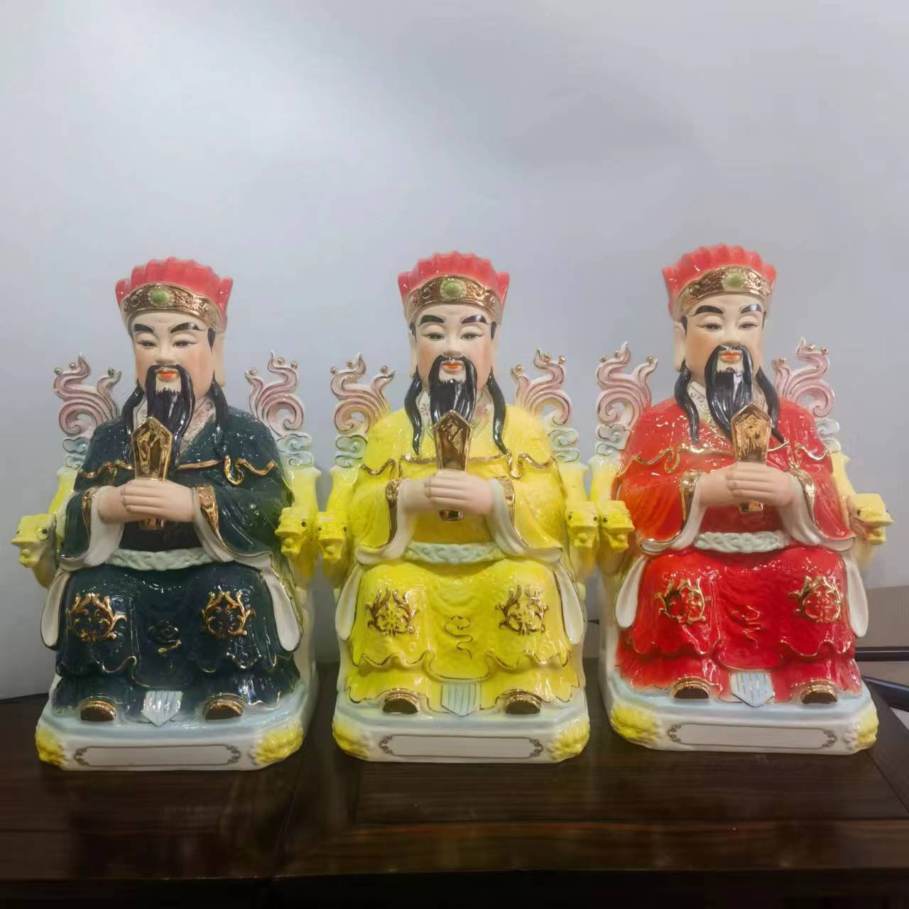 陶瓷三官大帝天官地官水官彩绘手工