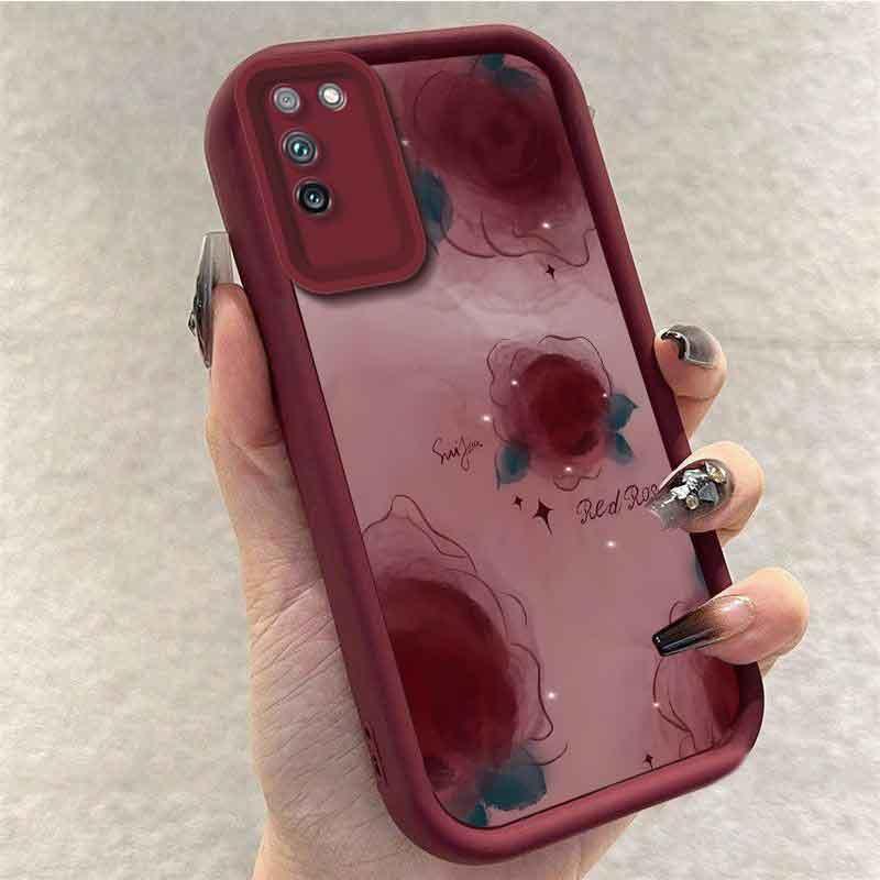 适用于荣耀X10手机壳HONORx10红色玫瑰小众女防摔软壳全包式