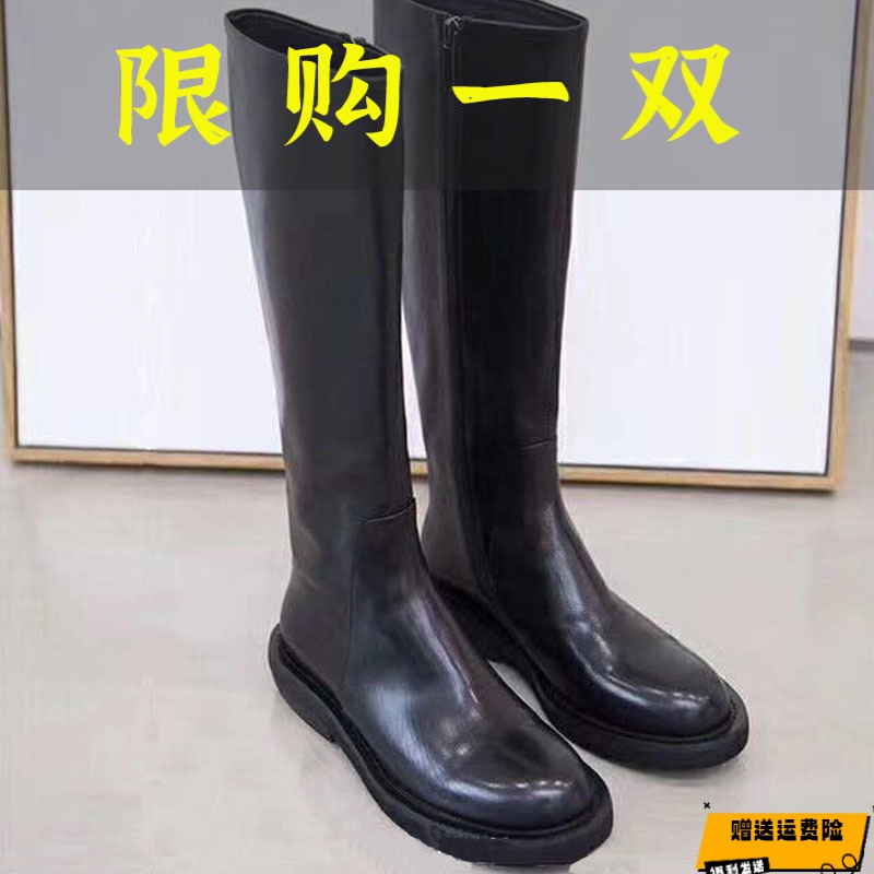 红蜻蜓牌沿荐全软皮骑士靴女英伦风2023秋季新款欧货马丁靴平女鞋