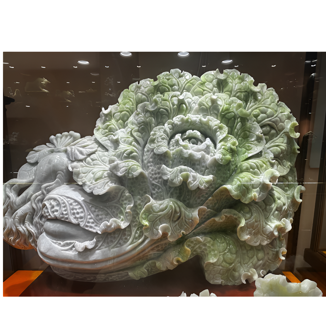 天然岫玉   白菜百财大型摆件    精工雕刻