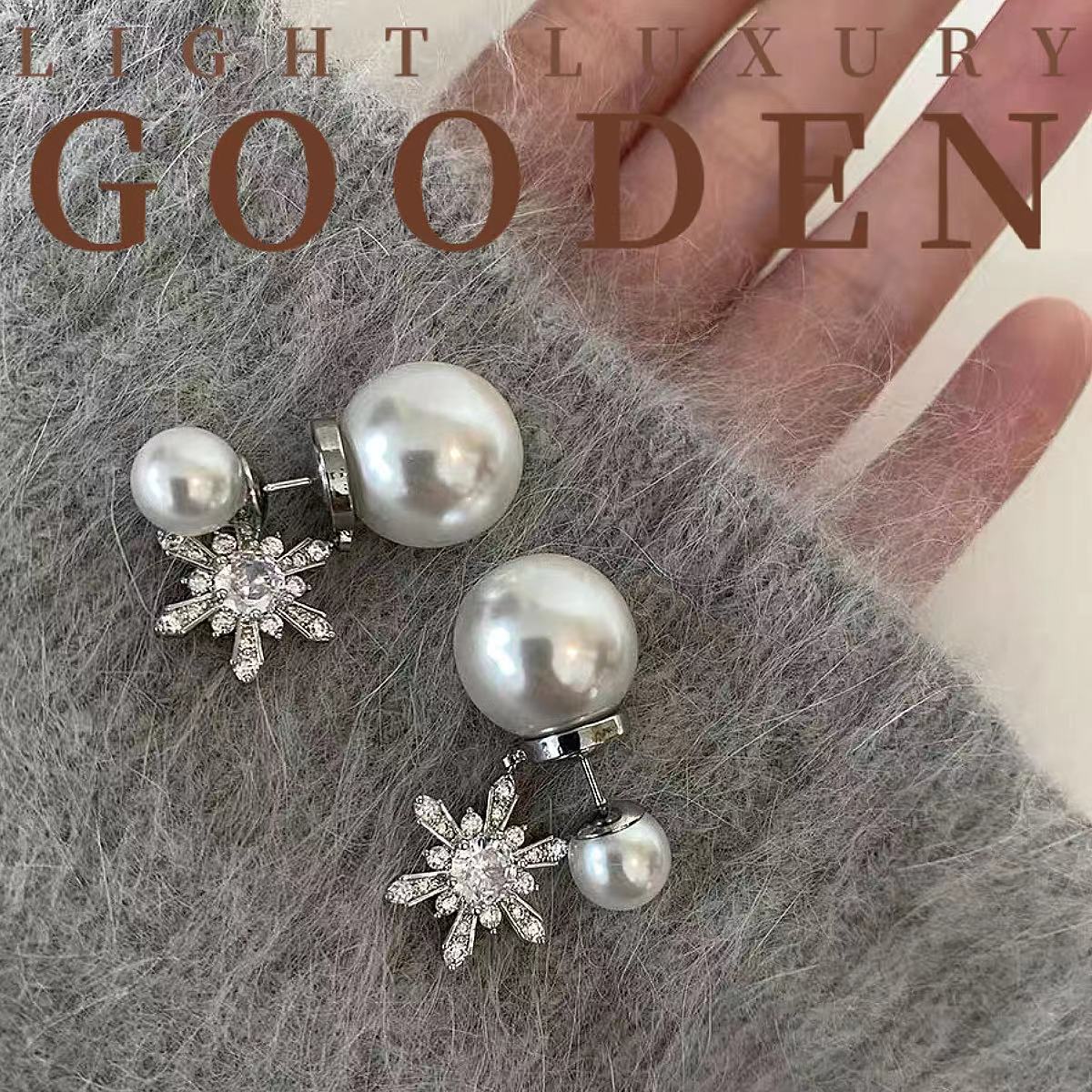 铜合金耳饰 Gooden岛家【冬雪】银针气质耳环女精致微镶高级感耳钉