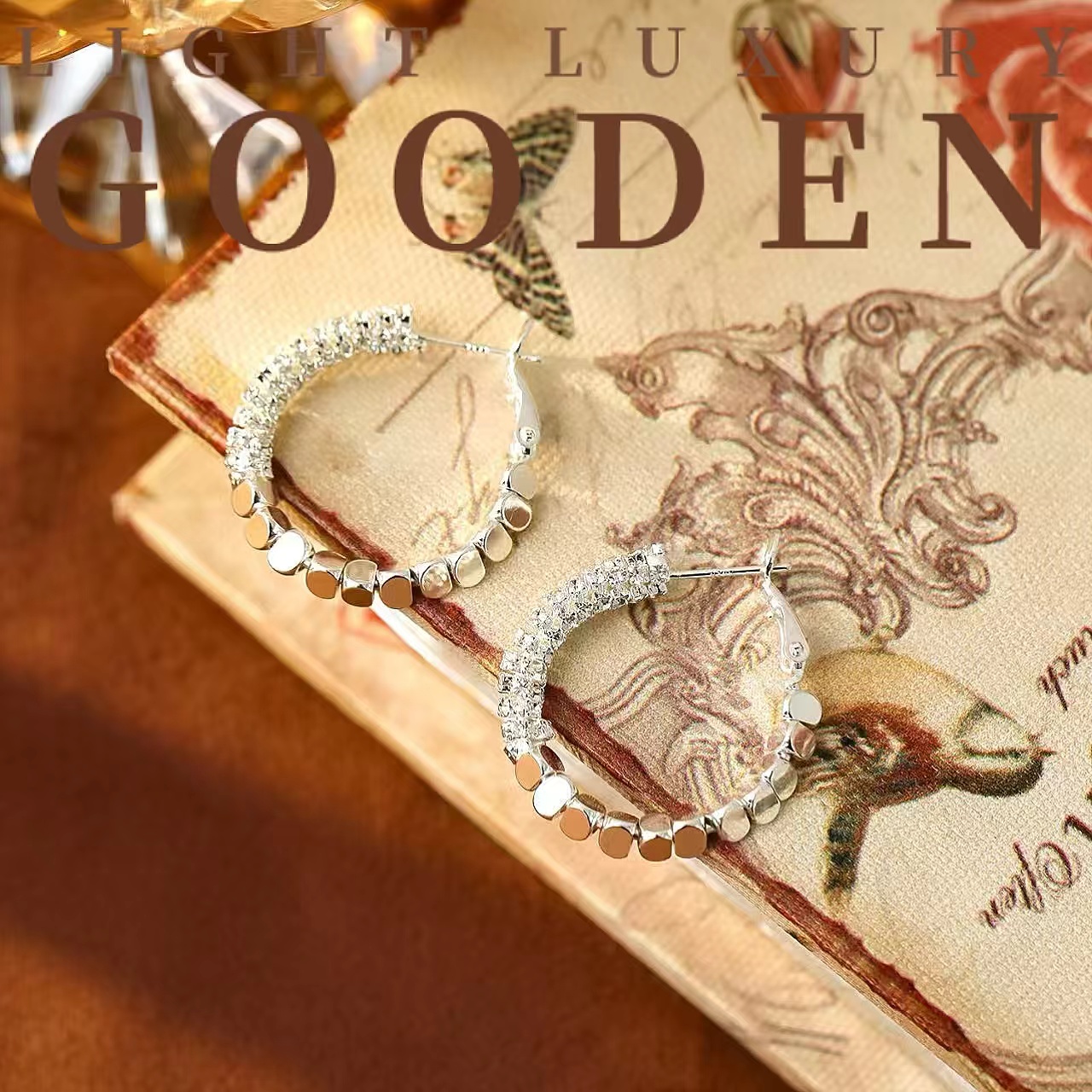 铜合金耳饰 Gooden岛家【沧澜】925银针冷淡风圈圈个性小众精致耳环